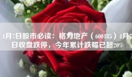4月7日股市必读：格力地产（600185）4月7日收盘跌停，今年累计跌幅已超20%