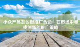 小众产品怎么做推广合适：在市场中寻找创新的推广策略
