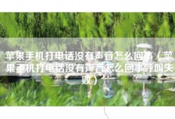 苹果手机打电话没有声音怎么回事（苹果手机打电话没有声音怎么回事呼叫失败）