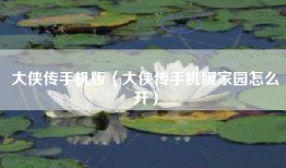 大侠传手机版（大侠传手机版家园怎么开）