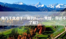 集万千优点于一身的Haproxy集群，你还不了解？