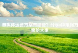 自媒体运营方案有哪些？分享8种策略方案给大家