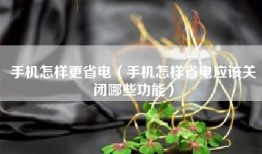 手机怎样更省电（手机怎样省电应该关闭哪些功能）