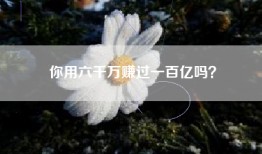 你用六千万赚过一百亿吗？