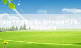 揭秘百度凤巢系统：客户为保排名不降，每天盯后台竞价