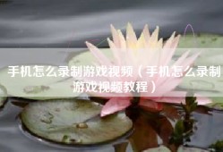 手机怎么录制游戏视频（手机怎么录制游戏视频教程）
