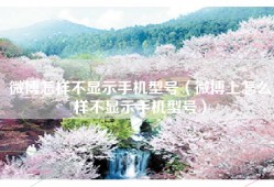 微博怎样不显示手机型号（微博上怎么样不显示手机型号）