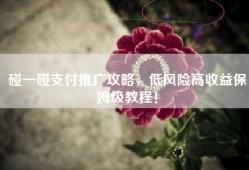 碰一碰支付推广攻略，低风险高收益保姆级教程！