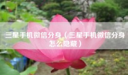 三星手机微信分身（三星手机微信分身怎么隐藏）