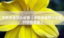 手机恢复默认设置（手机恢复默认设置 抖音新设备）