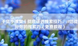 干货小课堂丨彻底讲透搜索技巧，10倍提升你的搜索力（免费教程）