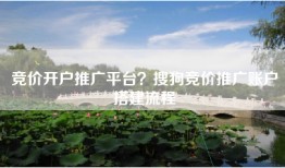竞价开户推广平台？搜狗竞价推广账户搭建流程