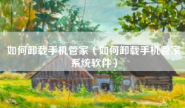 如何卸载手机管家（如何卸载手机管家系统软件）