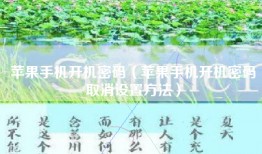 苹果手机开机密码（苹果手机开机密码取消设置方法）