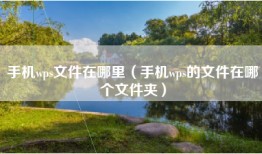 手机wps文件在哪里（手机wps的文件在哪个文件夹）