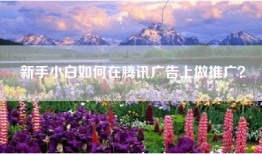 新手小白如何在腾讯广告上做推广？
