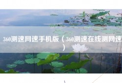 360测速网速手机版（360测速在线测网速）