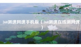 360测速网速手机版(360测速在线测网速)
