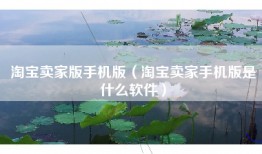 淘宝卖家版手机版（淘宝卖家手机版是什么软件）