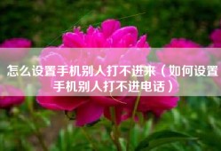 怎么设置手机别人打不进来（如何设置手机别人打不进电话）