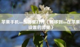 苹果手机ios在哪里打开（转移到ios在苹果设置的哪里）