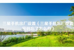 三星手机出厂设置（三星手机出厂设置密码忘了怎么办）