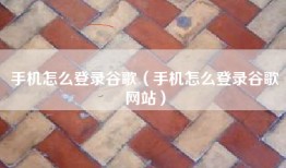 手机怎么登录谷歌（手机怎么登录谷歌网站）
