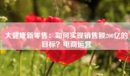 大健康新零售：如何实现销售额200亿的目标？电商运营