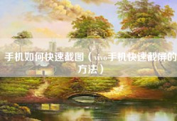 手机如何快速截图（vivo手机快速截屏的方法）
