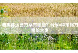 自媒体运营方案有哪些？分享8种策略方案给大家