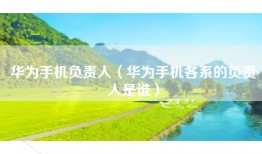 华为手机负责人（华为手机各系的负责人是谁）