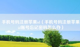 手机号码注册苹果id（手机号码注册苹果id账号忘记密码怎么办）