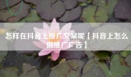 怎样在抖音上推广文案呢【抖音上怎么做推广广告】