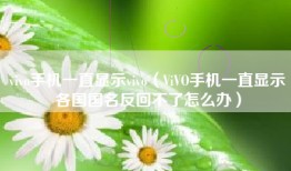 vivo手机一直显示vivo（ViVO手机一直显示各国国名反回不了怎么办）
