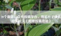 20个靠谱公众号投稿平台，用笔杆子赚钱踏实长久（附带投稿地址）
