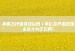 手机怎样连接路由器（手机怎样连接路由器才有无线网）