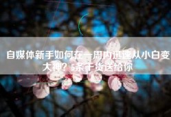 自媒体新手如何在一周内迅速从小白变大神？5条干货送给你