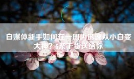 自媒体新手如何在一周内迅速从小白变大神？5条干货送给你