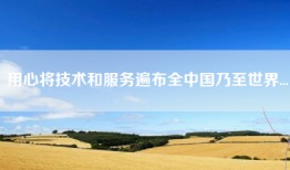 用心将技术和服务遍布全中国乃至世界...