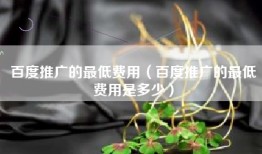 百度推广的最低费用（百度推广的最低费用是多少）