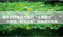 解析农村电商发展的“法库模式”：“大数据+智慧法库”创新农村电商