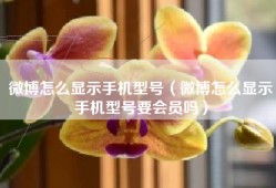 微博怎么显示手机型号（微博怎么显示手机型号要会员吗）