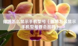 微博怎么显示手机型号（微博怎么显示手机型号要会员吗）