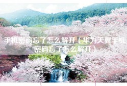 手机密码忘了怎么解开（华为天翼手机密码忘了怎么解开）