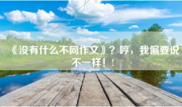 《没有什么不同作文》？哼，我偏要说不一样！!