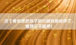 这个暑假我把孩子的兴趣班都给停了，唯独它不能停！