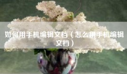 如何用手机编辑文档（怎么用手机编辑文档）