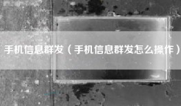 手机信息群发（手机信息群发怎么操作）