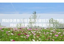 网站快速参与排名的关键技巧（让您的网站在搜索引擎中脱颖而出）