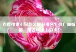 百度搜索引擎怎么提升排名？推广加微信，排名1-3天上首页！